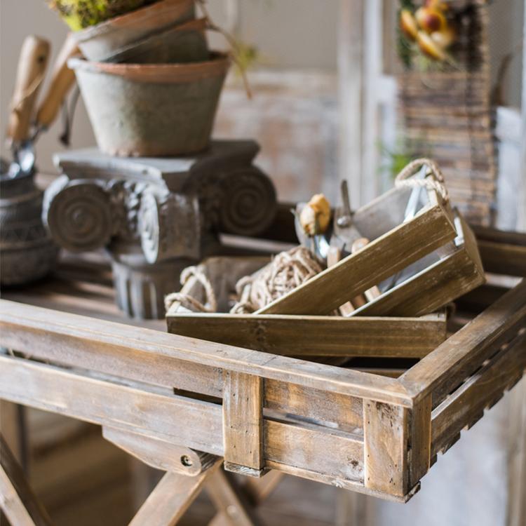 Solid Wood Crate With Rope Handles