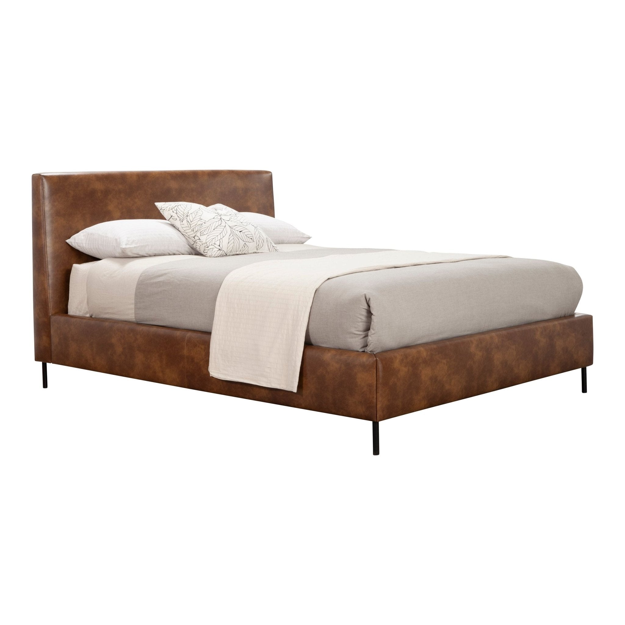 Sophia Faux Leather Platform Bed, Brown