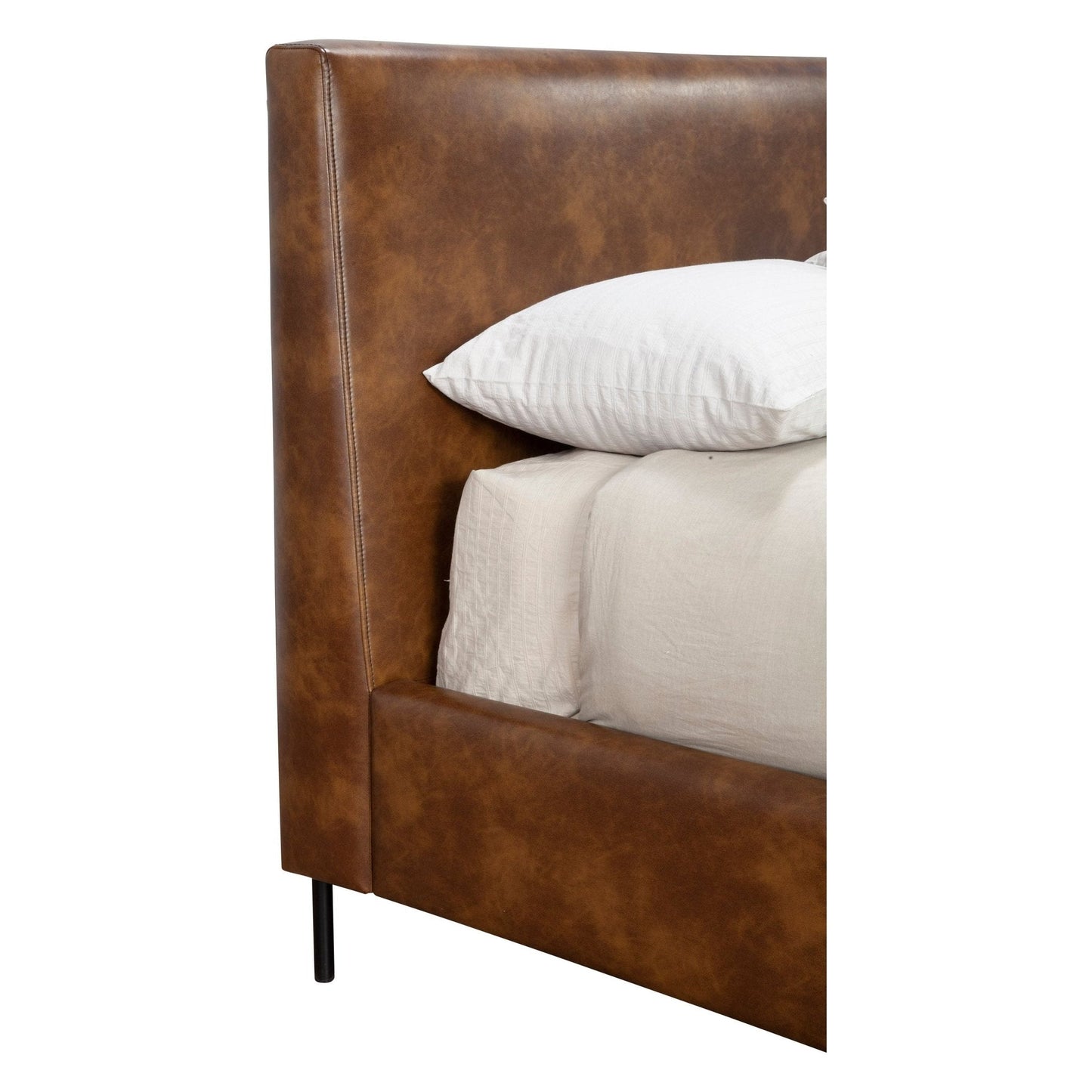 Sophia Faux Leather Platform Bed, Brown