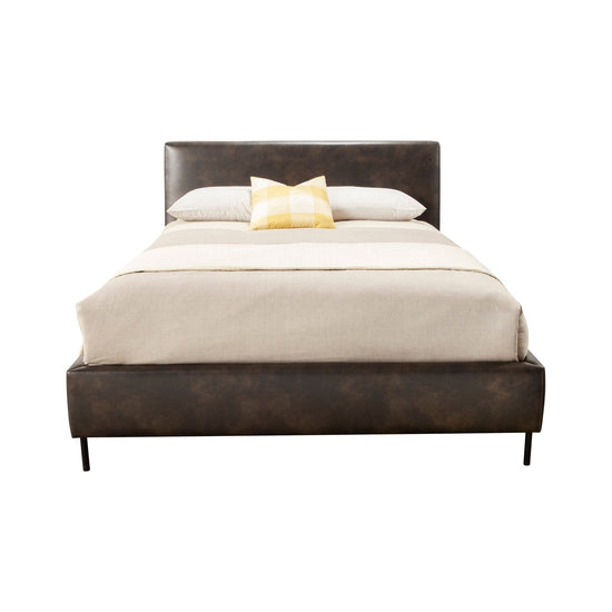 Sophia Faux Leather Platform Bed, Gray