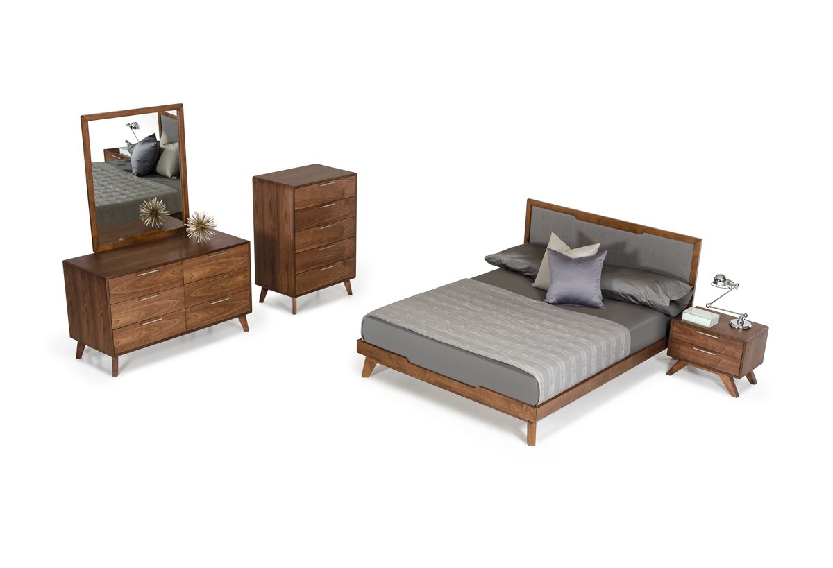 Queen Nova Domus Soria Modern Grey & Walnut Bed