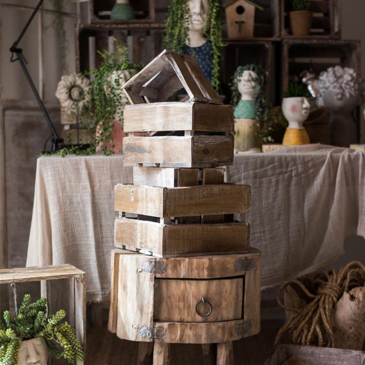 Square Cube Solid Wood Crates