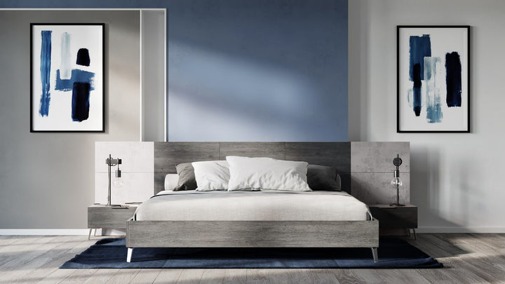 Queen Nova Domus Bronx Italian Modern Faux Concrete & Grey Bed