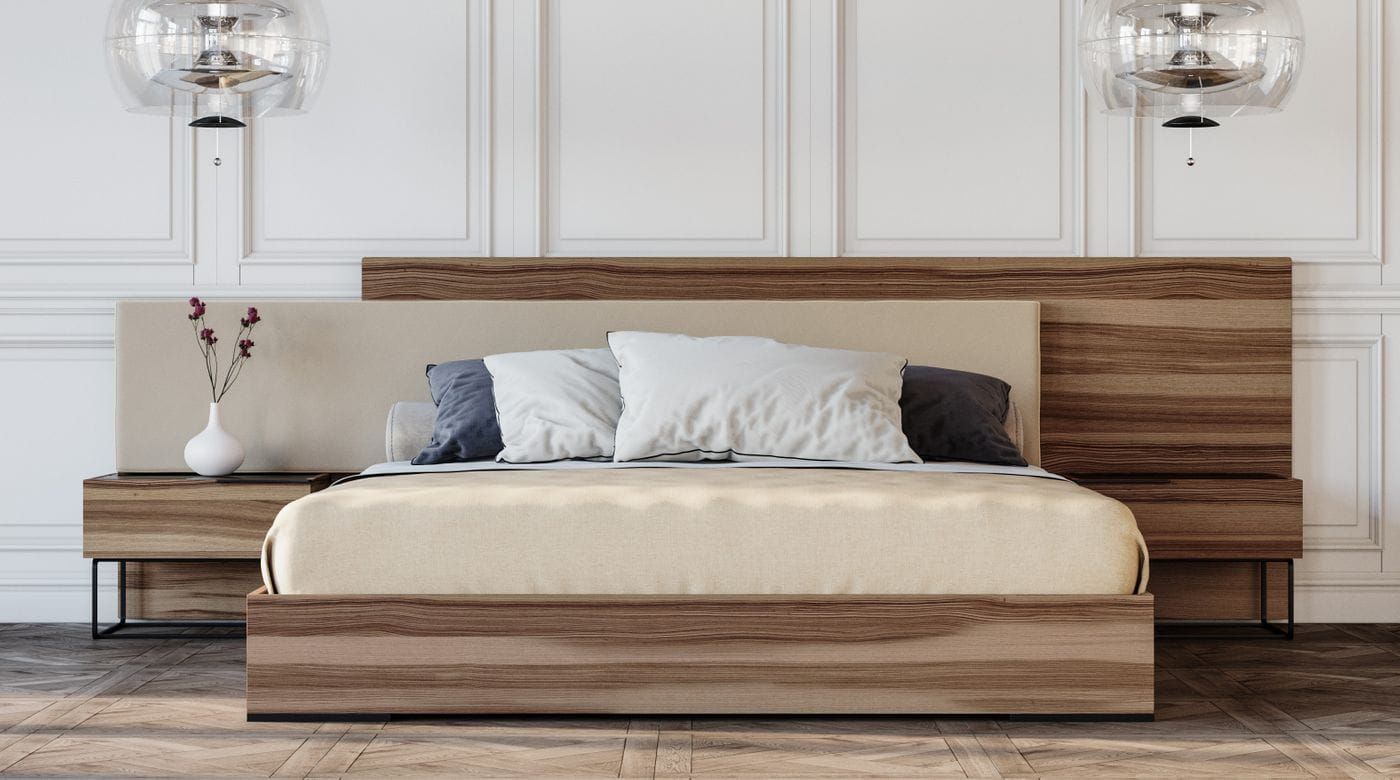 Nova Domus Matteo Italian Modern Eastern King Walnut & Fabric Bed