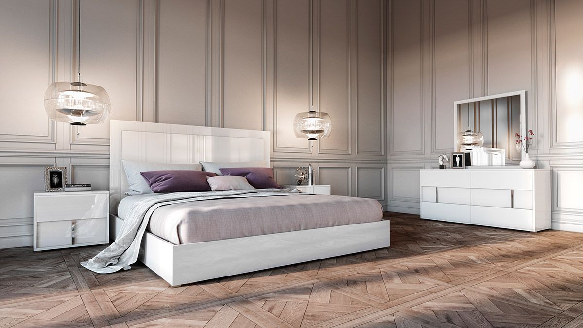 Modrest Nicla Italian Modern White Bed, Full Size