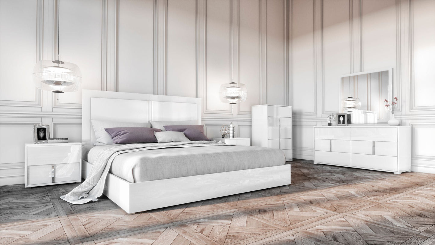 Modrest Nicla Italian Modern White Bed, Eastern King