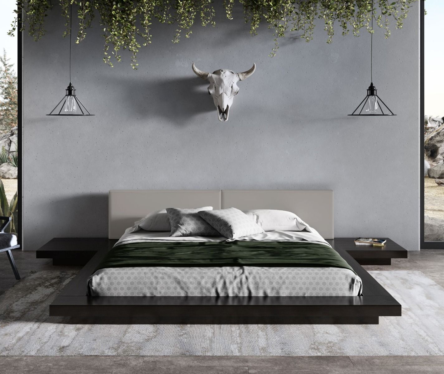 Modrest Tokyo - Queen Contemporary Black and Grey Platform Bed