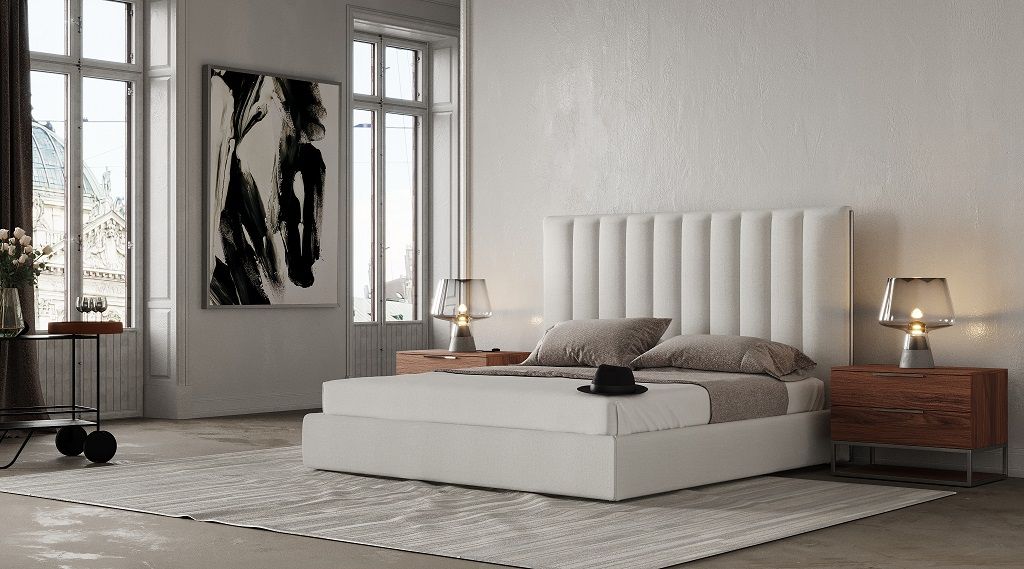 Modrest Valhalla - Contemporary White Fabric Q Bed