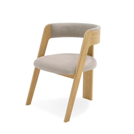 Modrest Washington - Modern Grey Fabric + Natural Oak Dining Chair (Set of 2)