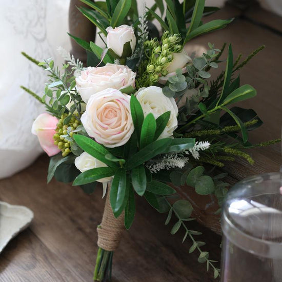 Wedding Bouquet w/ Pink & White Flowers, 19.7"