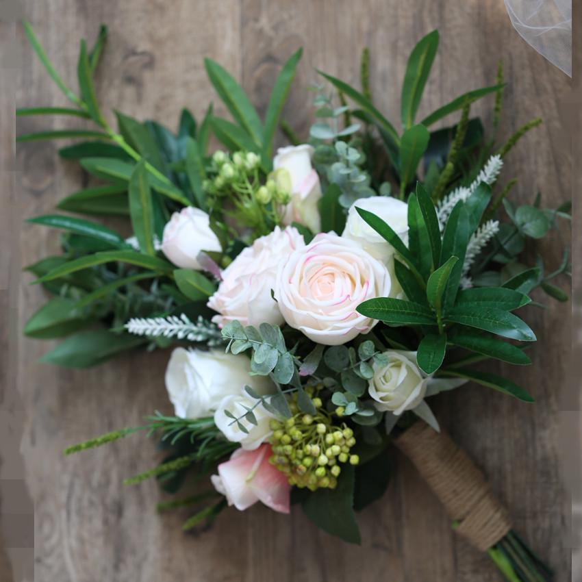 Wedding Bouquet w/ Pink & White Flowers, 19.7"