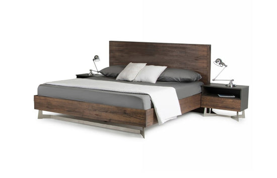 Queen Modrest Wharton Modern Dark Aged Oak Bed