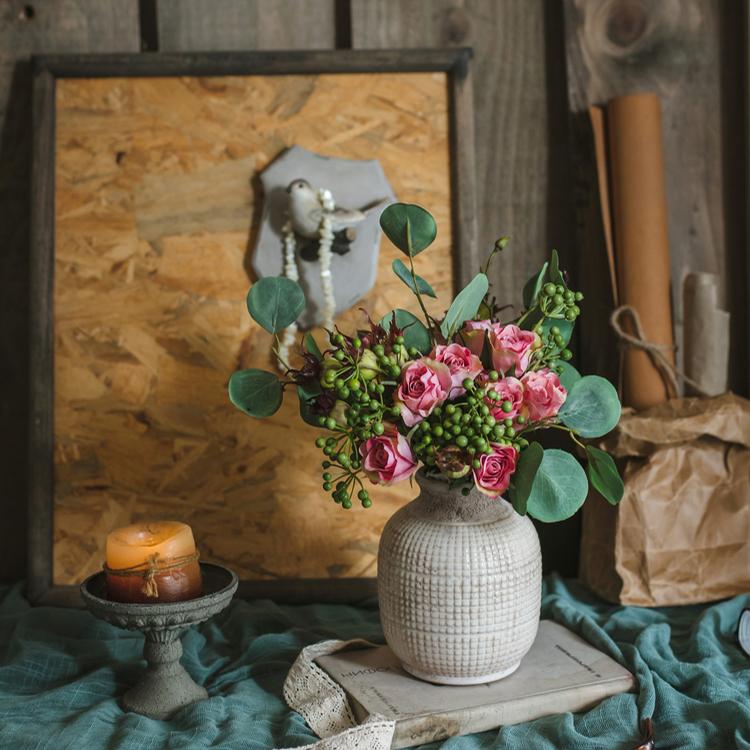 White Textured Porcelain Ceramic Jar Vase