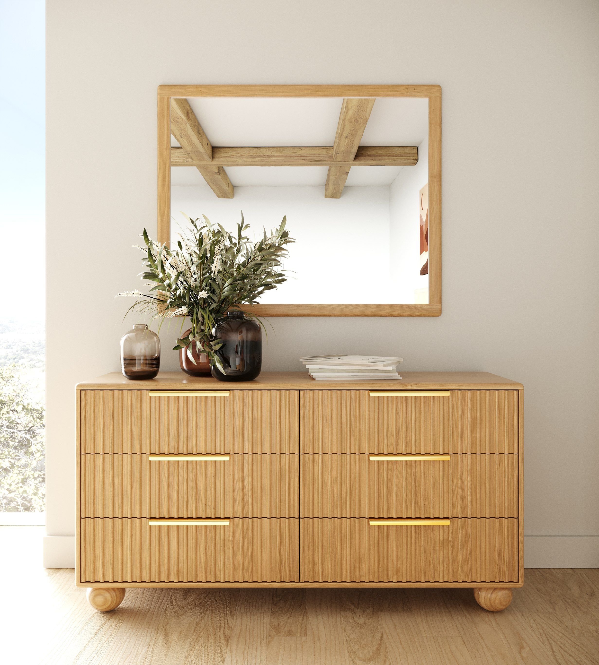 Queen Modrest Winters - Modern Natural Oak Bedroom Set