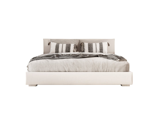 Nova Domus Sogno - Italian Modern Beige Fabric Low Headboard EK Bed