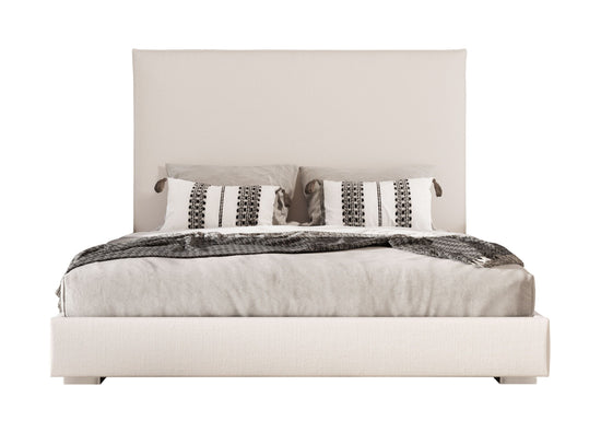 Nova Domus Sogno - Italian Modern Beige Fabric High Headboard Q Bed