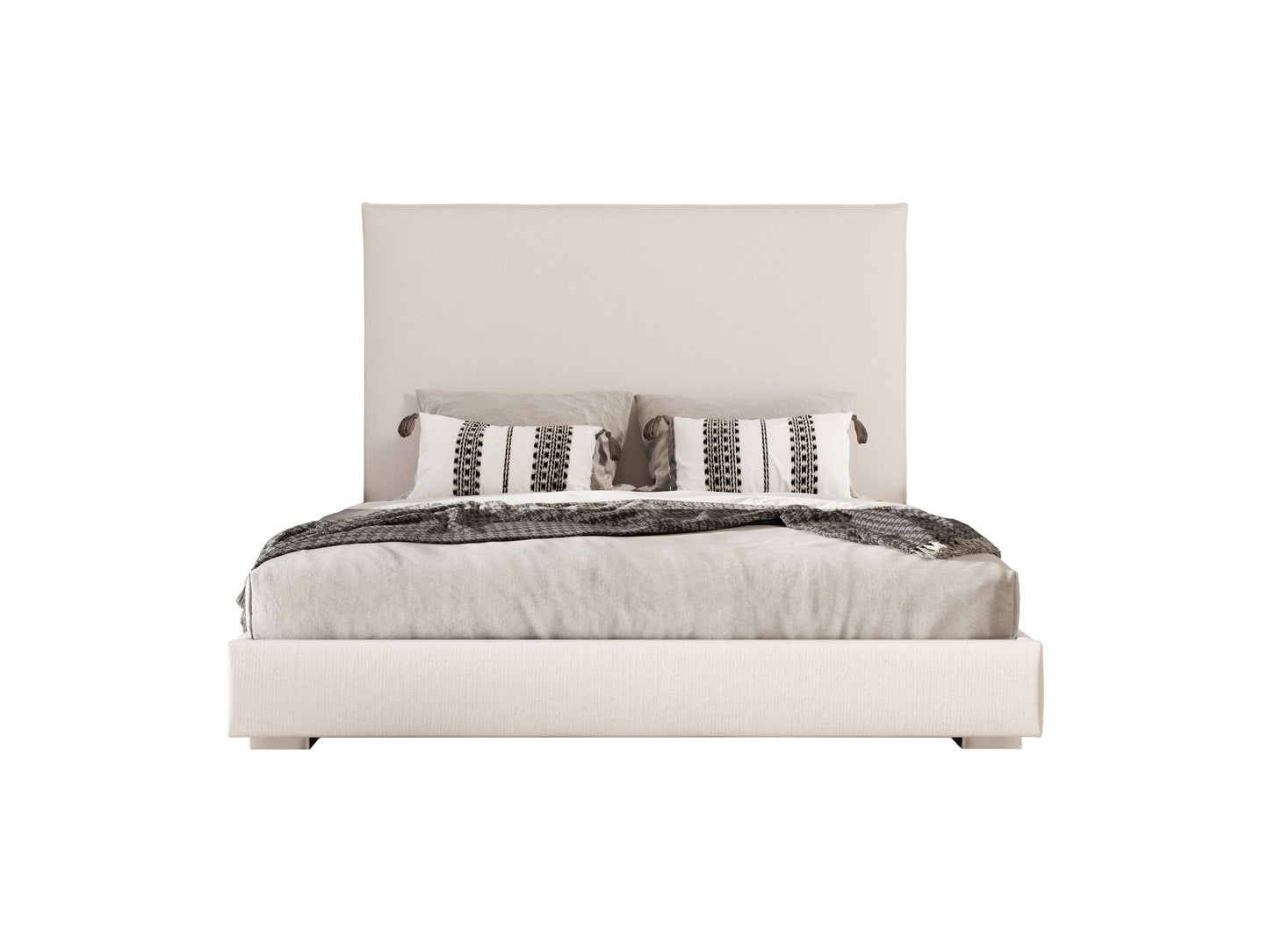 Nova Domus Sogno - Italian Modern Beige Fabric High Headboard EK Bed