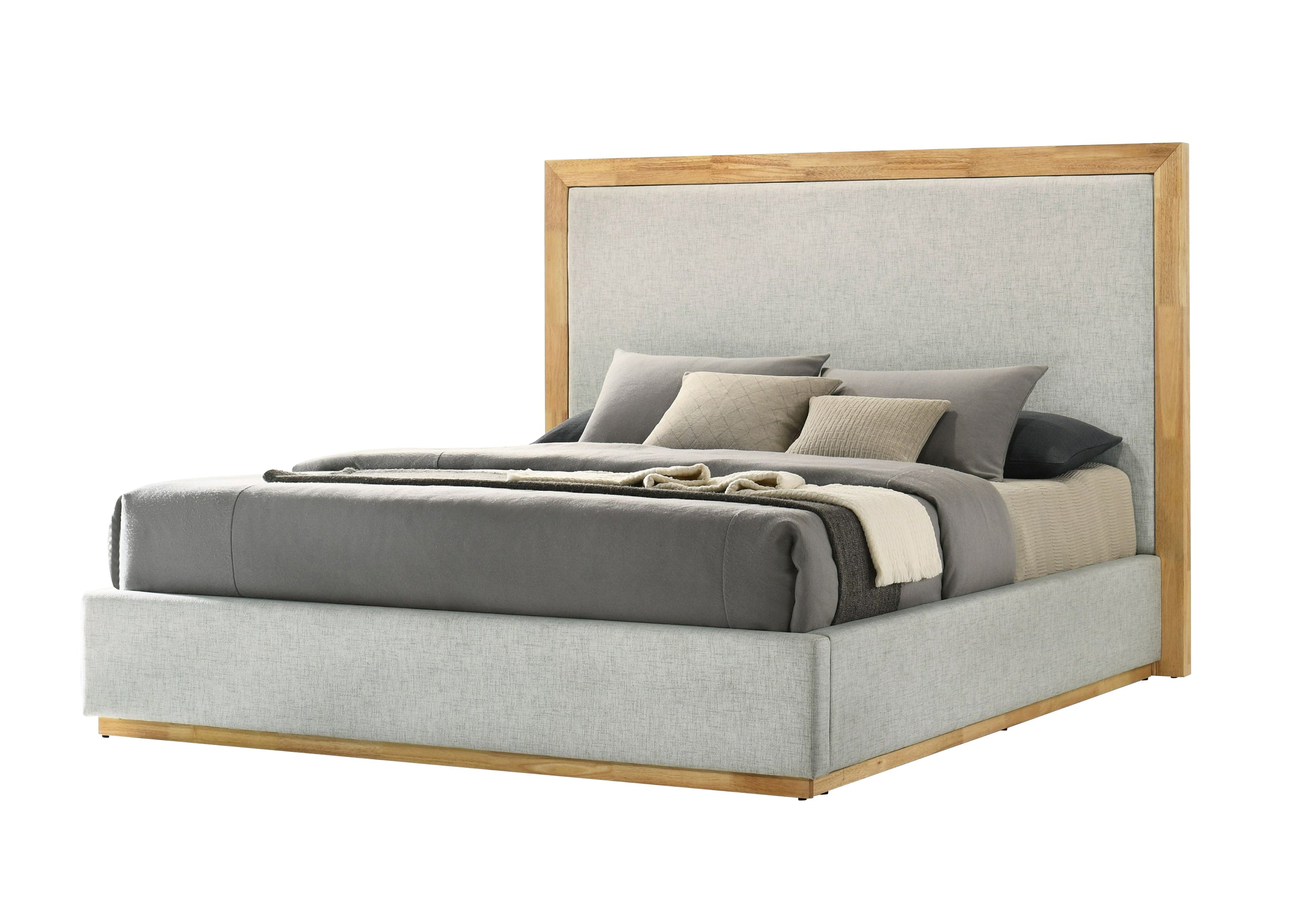 Nova Domus Santa Barbara - Modern Grey Fabric + Natural Bed