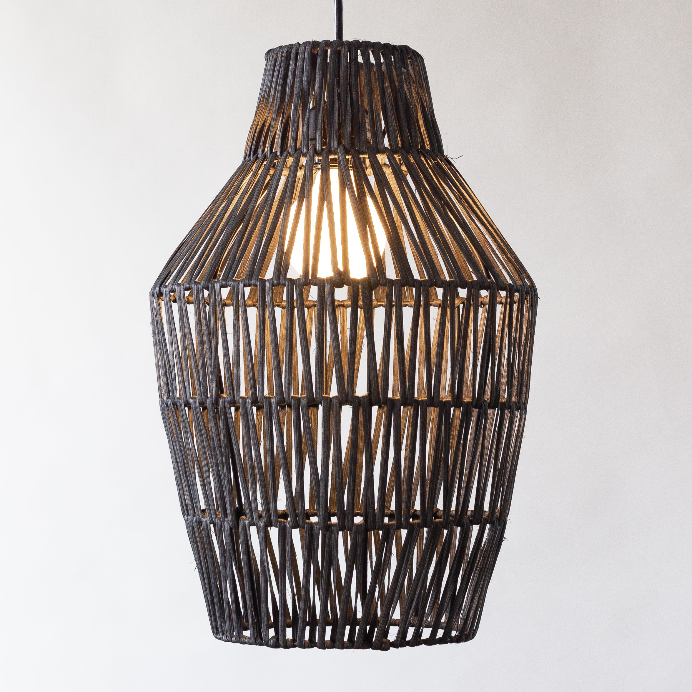 Pineapple Rattan Pendant, Black