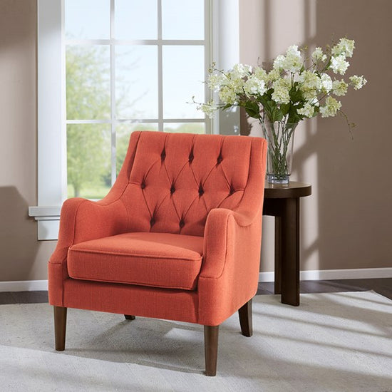 Qwen Button Tufted Accent Chair - Spice