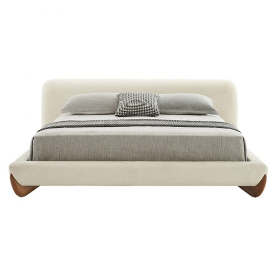 Modrest Fleury - Contemporary Cream Fabric and Walnut EK Bed