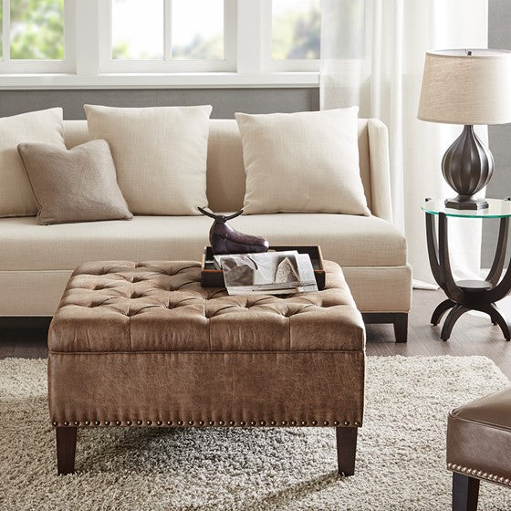 Lindsey - Brown Tufted Square Cocktail Ottoman