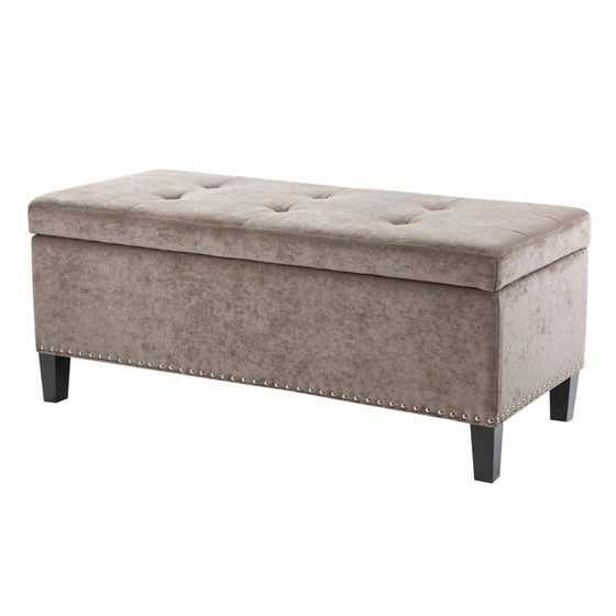 Shandra II Tufted Top Storage Bench - Taupe