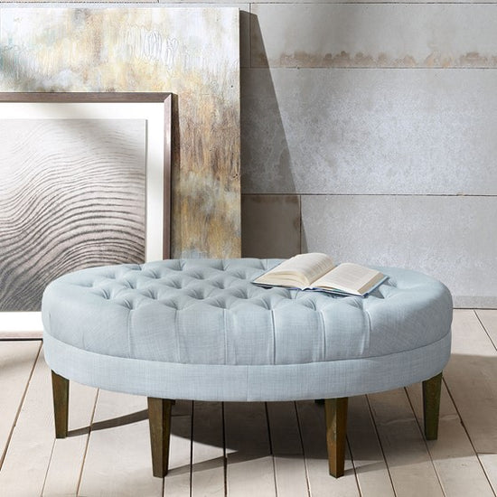 Martin Surfboard Tufted Ottoman - Dusty Blue