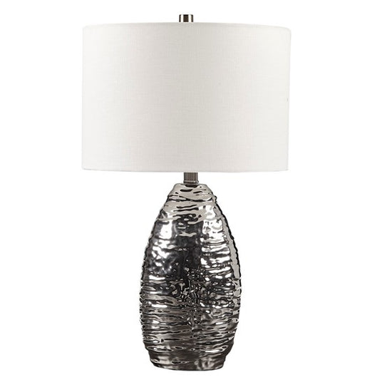 Livy Ceramic Table lamp - Silver Base/White Shade