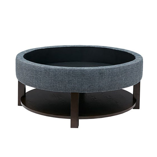 Miller Round Storage Ottoman - Denim/Brown