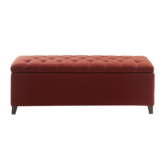 Shandra Tufted Top Storage Bench - Rust Red