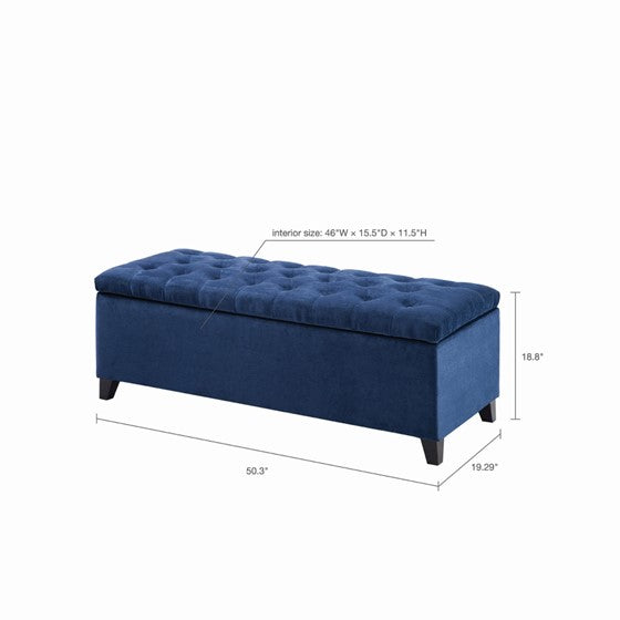 Shandra Tufted Top Storage Bench - Navy