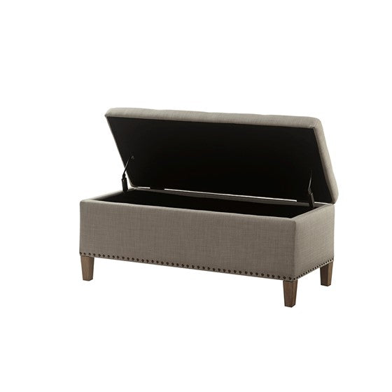 Shandra II Tufted Top Storage Bench - Light Grey