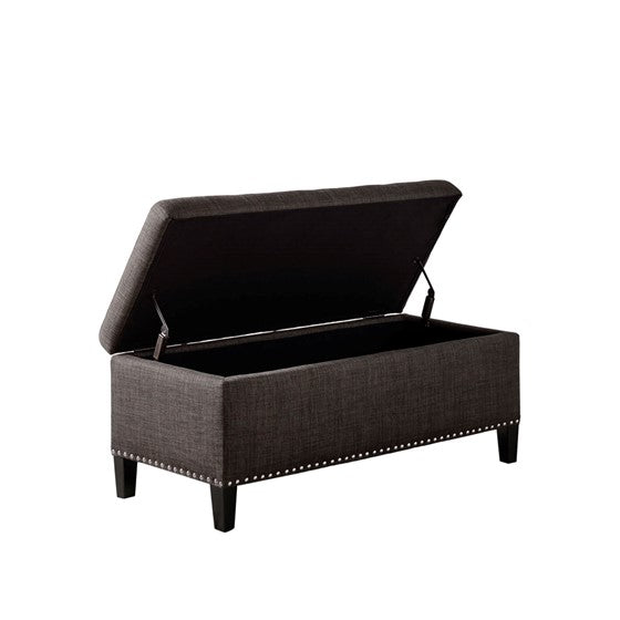 Shandra II Tufted Top Storage Bench - Charcoal