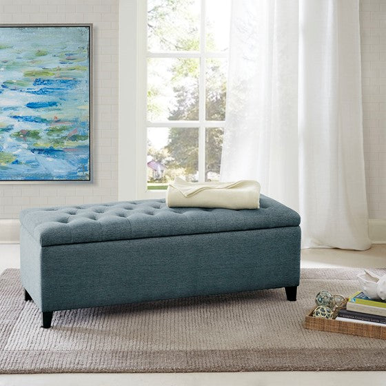 Shandra Tufted Top Storage Bench - Blue