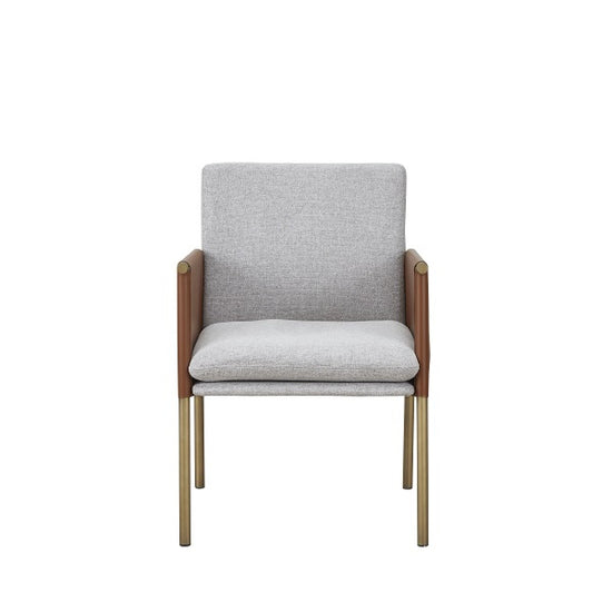 Modrest Pettit - Modern White & Brass Arm Dining Chair