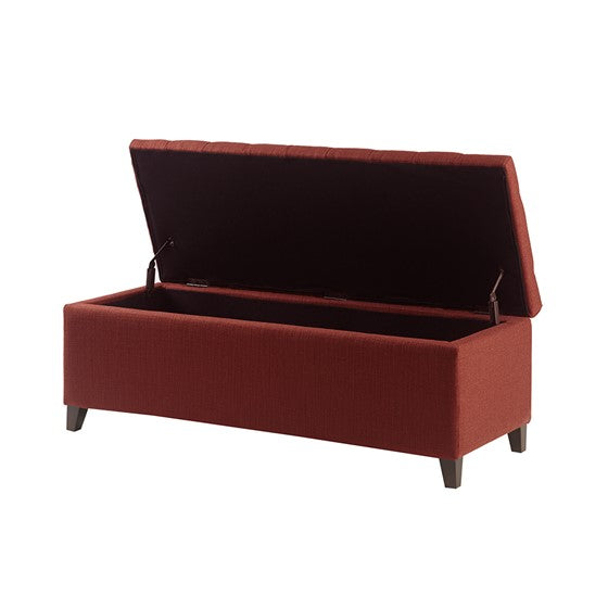 Shandra Tufted Top Storage Bench - Rust Red