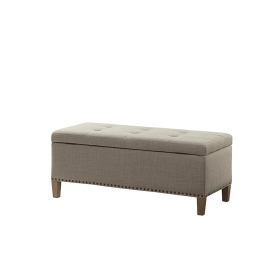 Shandra II Tufted Top Storage Bench - Light Grey