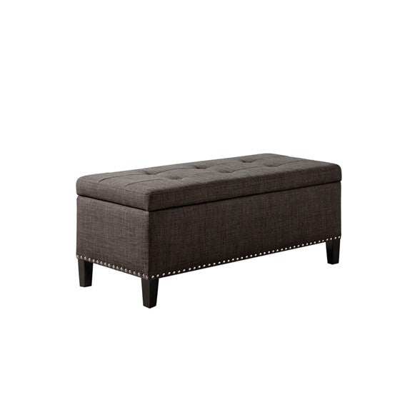 Shandra II Tufted Top Storage Bench - Charcoal