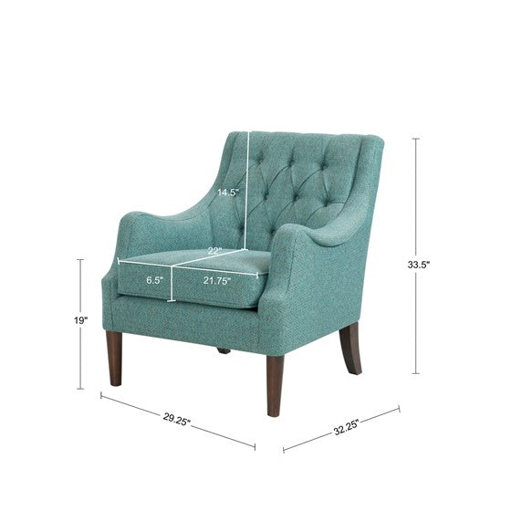 Qwen Button Tufted Accent Chair - Teal