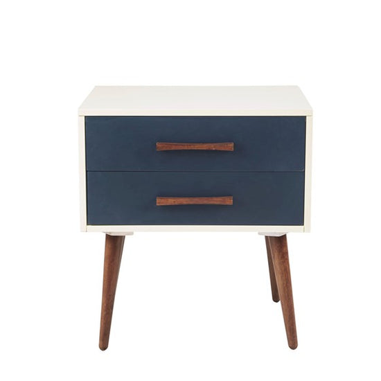 Jeremy  Storage Nightstand - Off-White/Navy