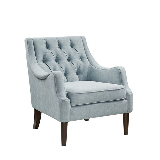 Qwen Button Tufted Accent Chair - Dusty Blue