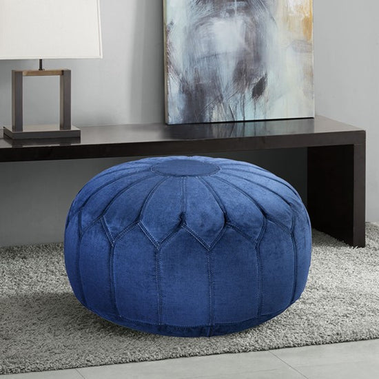 Kelsey Round Pouf Ottoman - Blue