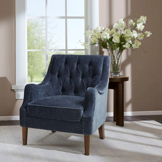 Qwen Button Tufted Accent Chair - Navy