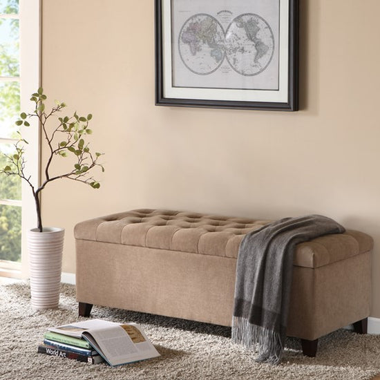 Shandra Tufted Top Storage Bench - Sand