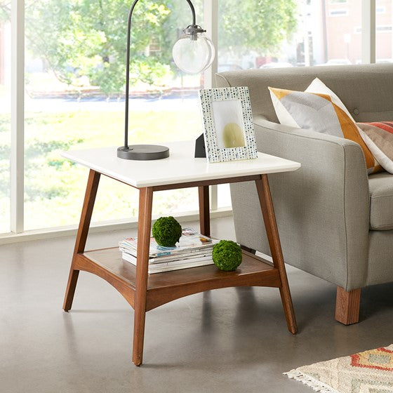 Parker End Table - Off-White/Pecan