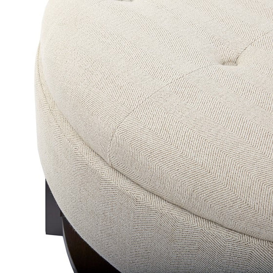 Miller Round Storage Ottoman - Cream/Brown