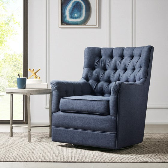 Mathis Swivel Glider Chair - Blue