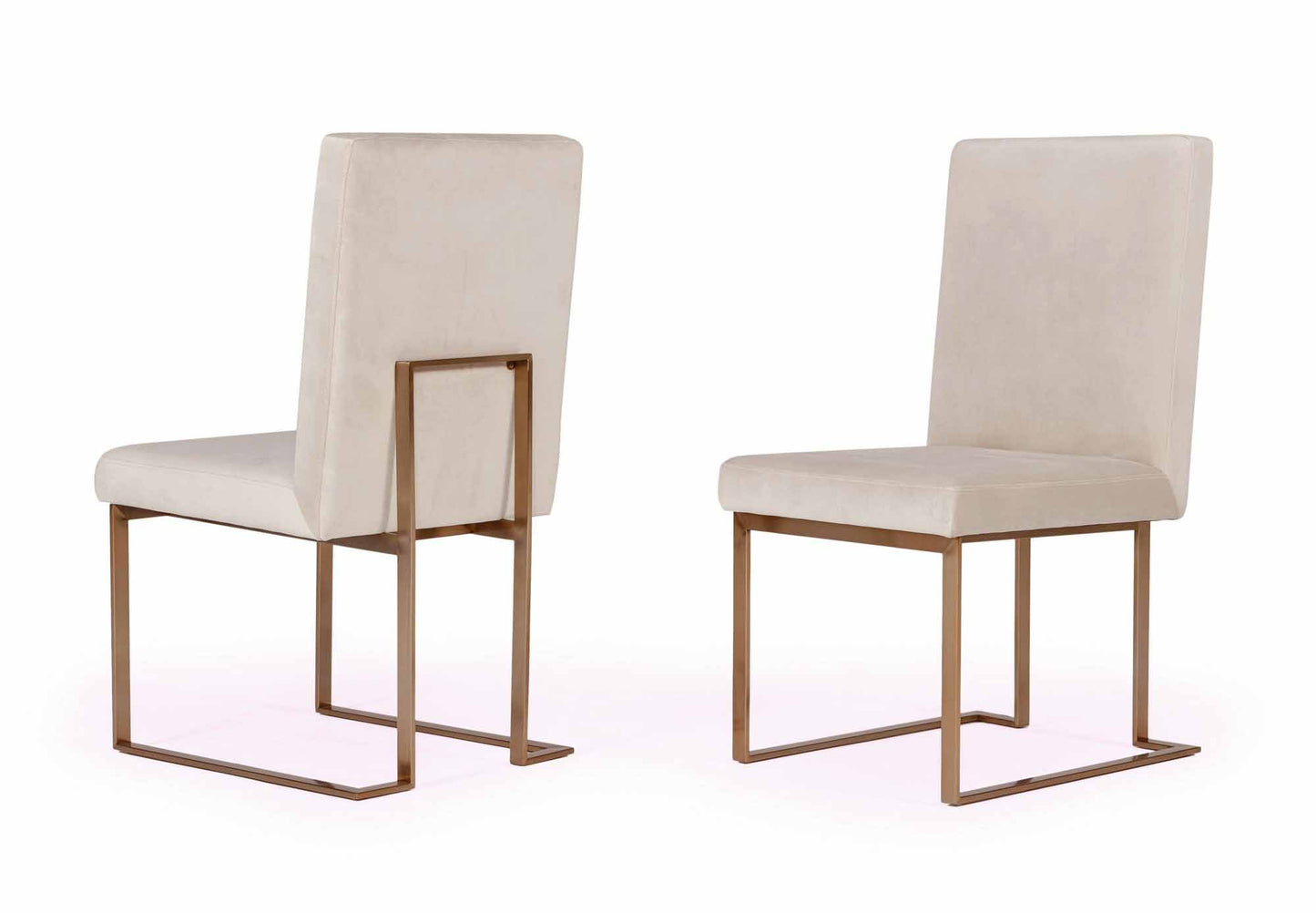 Modrest Fowler - Modern Beige and Brass Velvet Dining Chair Set of 2