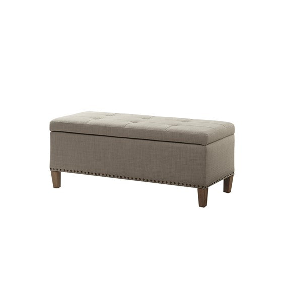 Shandra II Tufted Top Storage Bench - Light Grey